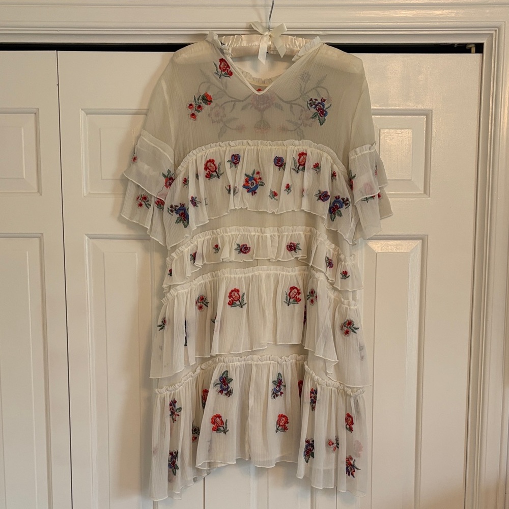 Zara Embroidered Tiered Ruffle Dress - Picture 5 of 6